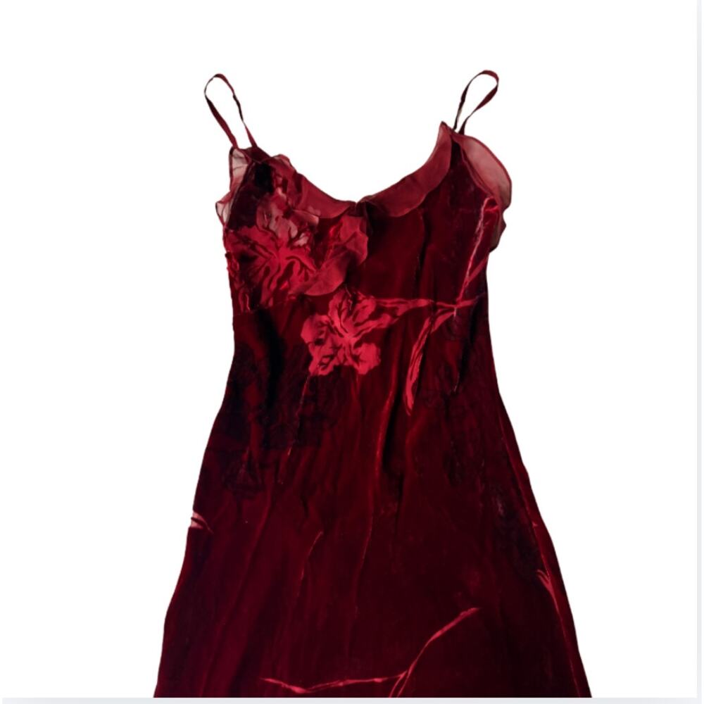 Vintage Betsey Johnson Velvet Burnout Slip Dress Floral Silk Rayon S - Picture 3 of 10